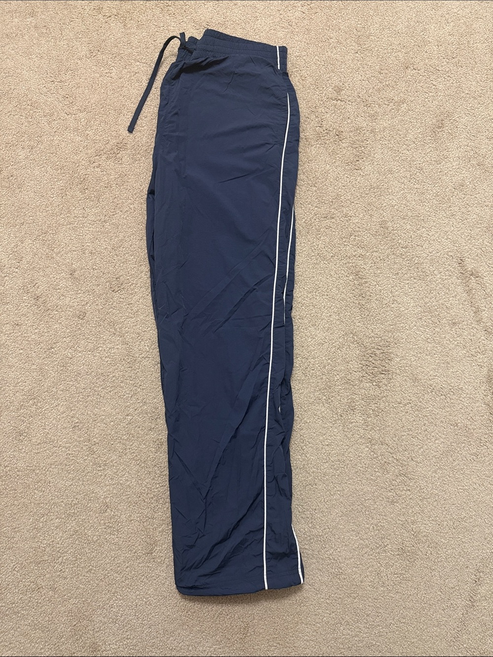 Men's Navy Track Pants with White Piping